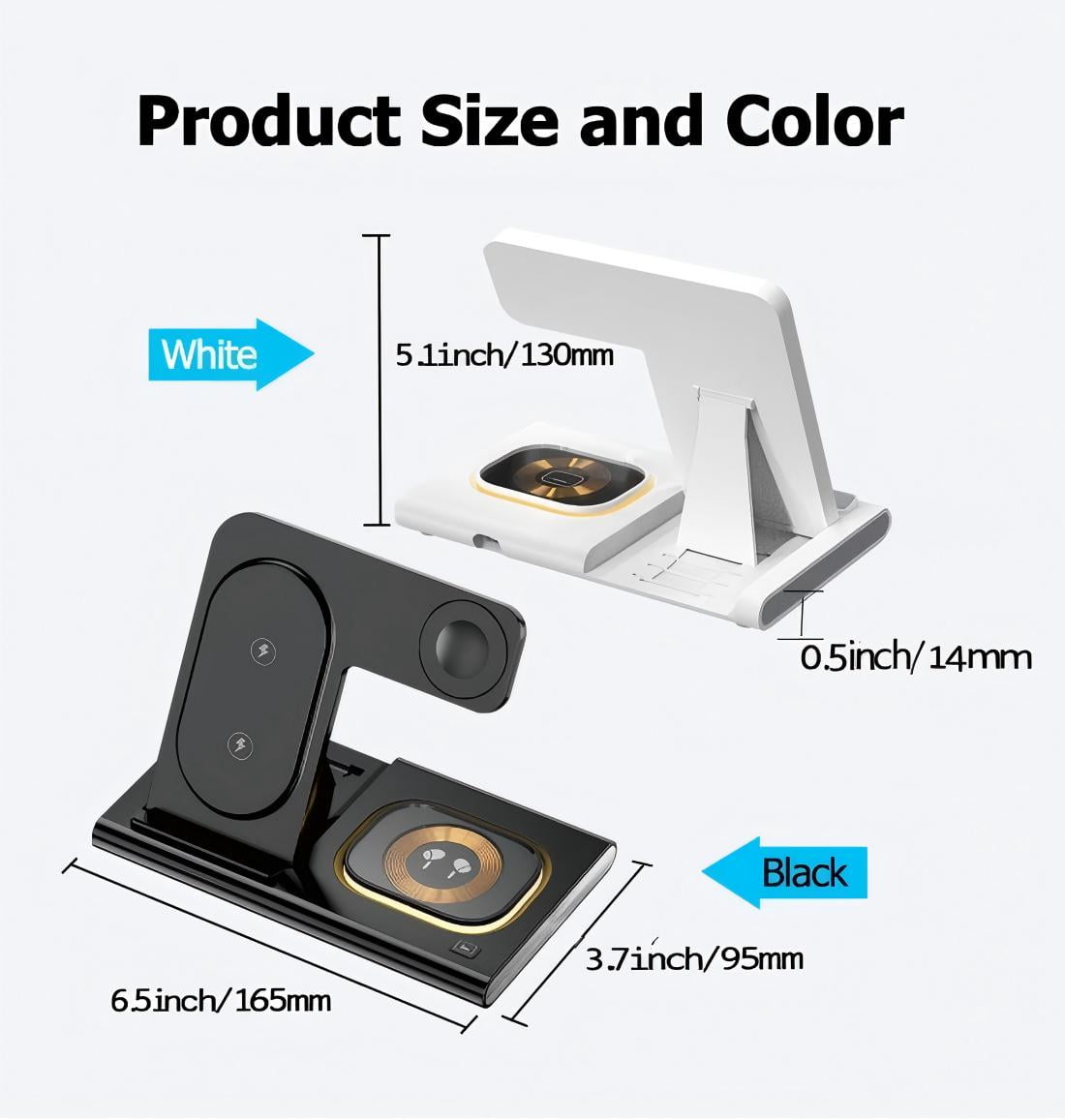 Wireless Charger iPhone Charging Station: 3 in 1 Charger Stand Multiple Devices for Apple with Ambient light