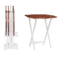 thumbnail image 2 of Contemporary Home Living 5-Piece Wooden Folding Tray Table Set - 26" - Brown and White, 2 of 9