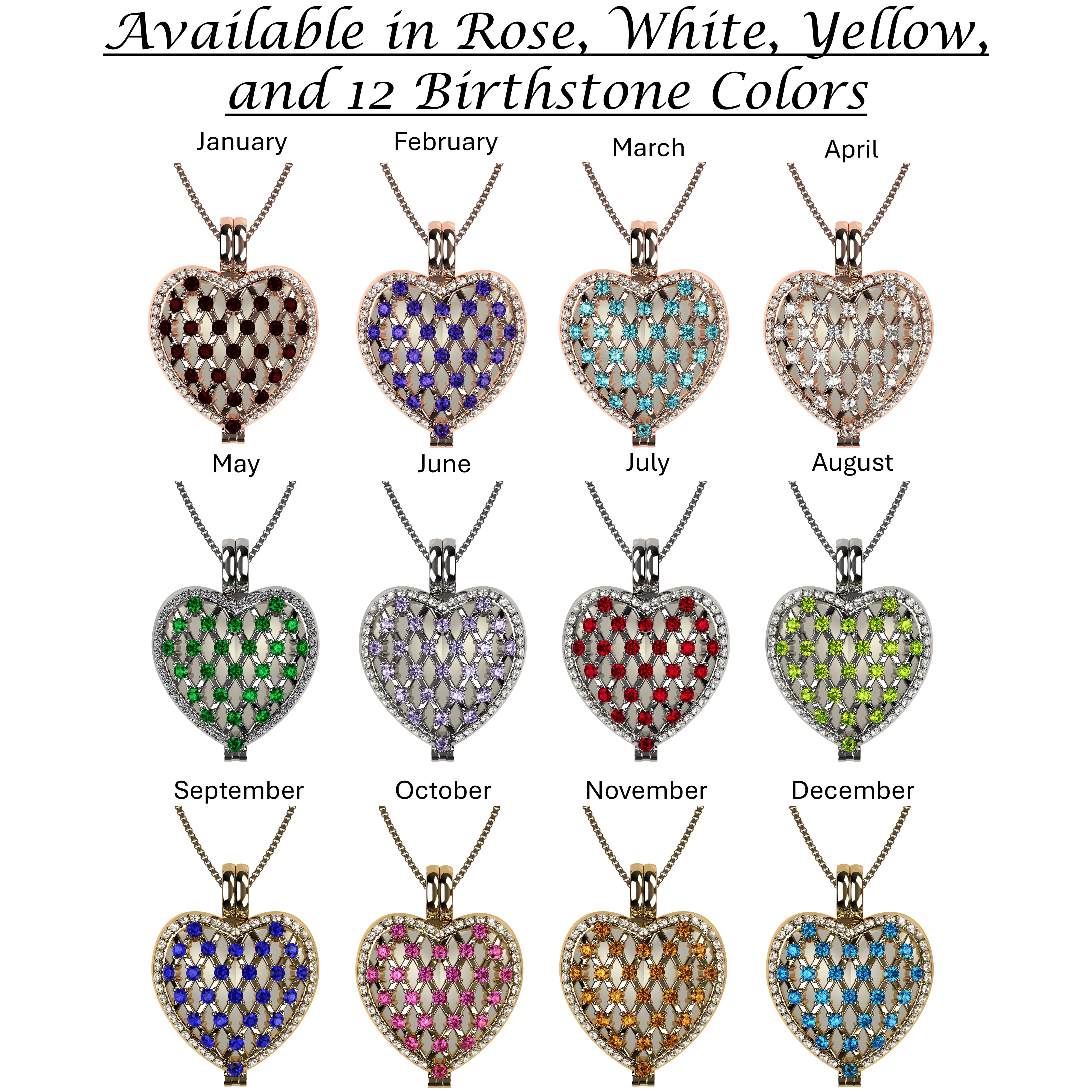 Nana Heart of Hearts Birthstone Locket Mother Female Adult Pendant, Platinum Plated- March Stone 6