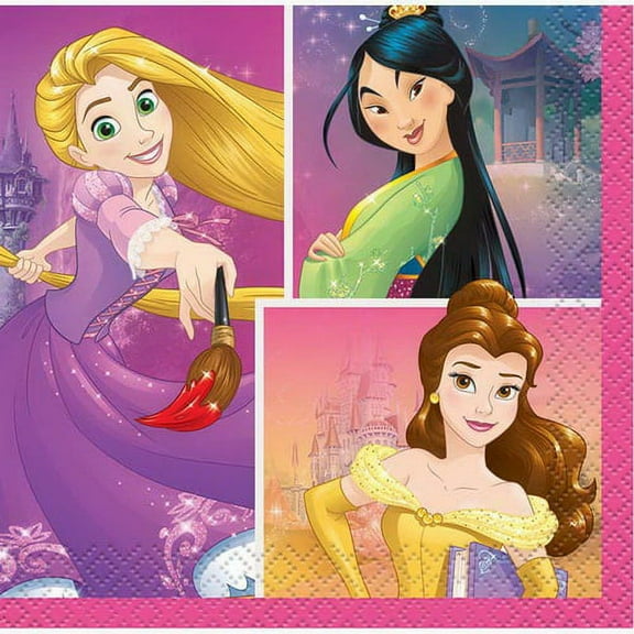 Unique Disney Princess Dream Big Beverage Napkins 10,16 Ct, Multicolor, One Size