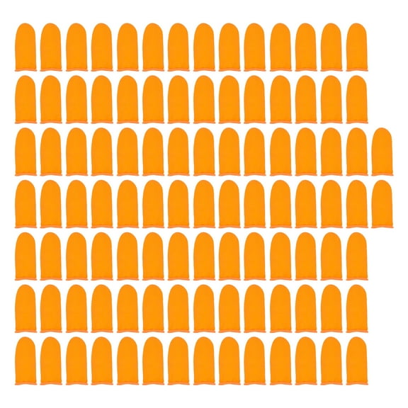 ibasenice 100Pcs Durable Orange Finger Protector Finger Caps with Anti Skid Latex Material