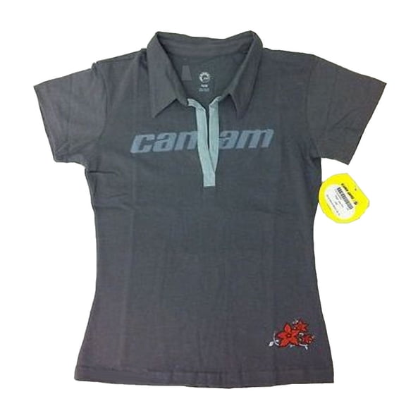 Can-Am Spyder Motorcycle Hugger Polo Short Sleeve Shirt Grey Womens/Ladies Small