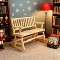 thumbnail image 3 of UBesGoo 33.5in Wide Fir Wood 2-Person Outdoor Rocking Chair Log Built Slatted Seat Natural, 3 of 11