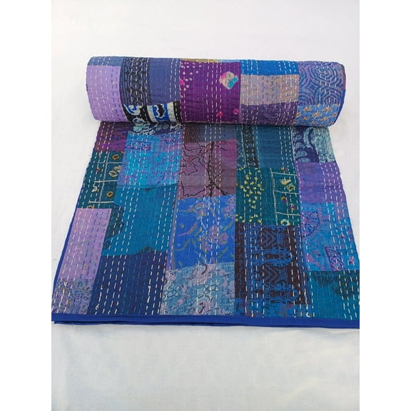 Patchwork Quilt Kantha Quilt Handmade Vintage Quilts Assorted Bedding Throw Blanket Bedspread Quilting Mixed Hippie Quilts AandETextileHouse