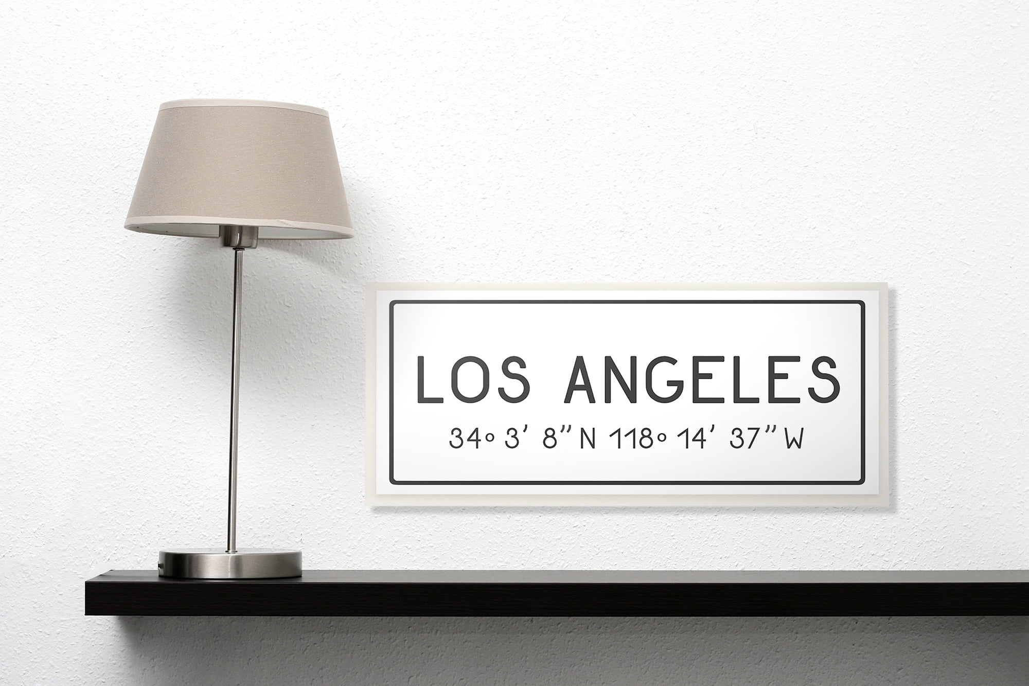 Stupell Industries Plate City Coordinates Los Angeles Town & City Painting Unframed Art Print Wall Art, 7 x 17