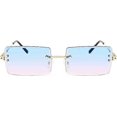 thumbnail image 3 of A pair of retro rimless sunglasses rectangular frameless candy-colored glasses female male (gold frame on blue and pink), 3 of 4