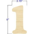 thumbnail image 2 of Pack of 1, 6 Inch x 1/4" Baltic Birch 1 Wood Numbers in The Goudy Font for Wood Craft Project, Children or Adult Art Work, Home and Holiday Décor and DIY Fun, Made in USA, 2 of 2
