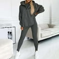 thumbnail image 5 of CILENON Lounge Wear for Women 2 Piece Set 3Pcs Women's Sports Suit Loose Hooded Pockets Sweatshirt And Vest And Slim Trousers Athletic Sets for Women Jogging Suit Sets for Women (Dark Gray,XXXL), 5 of 6