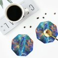 thumbnail image 4 of Honeii Colorful Winged Dolphin print Leather Coaster Set of 4, ideal for safeguarding your furniture from drinks spills and effortless cleanup-Octagon, 4 of 6