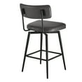 thumbnail image 6 of CHITA Swivel Counter Height Bar Stool Chairs Set of 2, 27.4" Faux Leather Upholstered Counter Stools with Back and Metal Frame, Retro Gray, 6 of 11