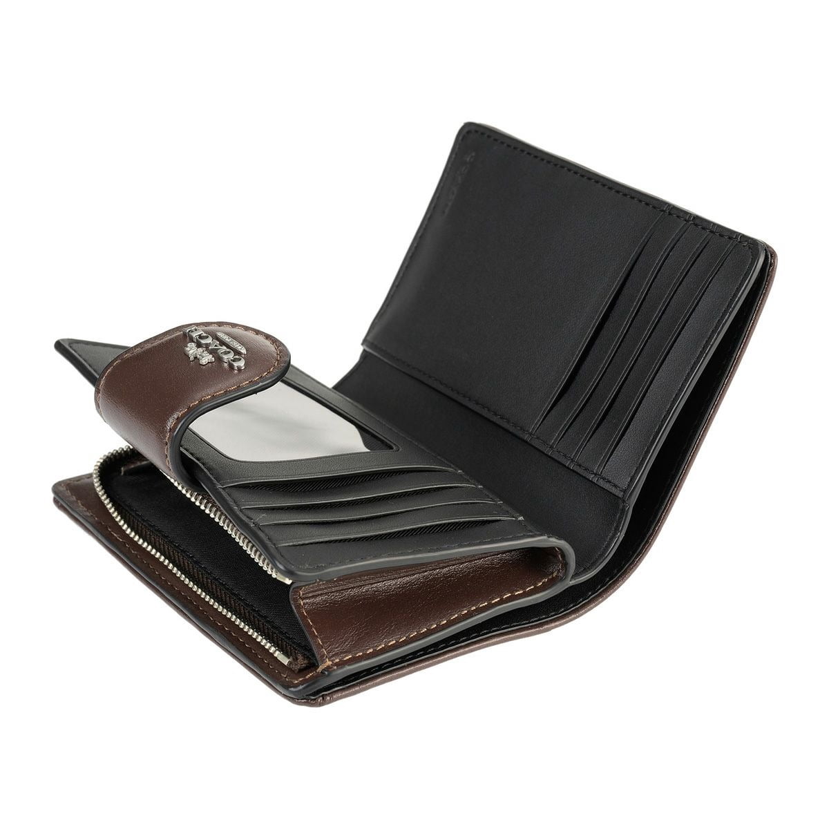 Coach Women's Medium Corner Zip Wallet in Signature Jacquard (Oak / Maple)