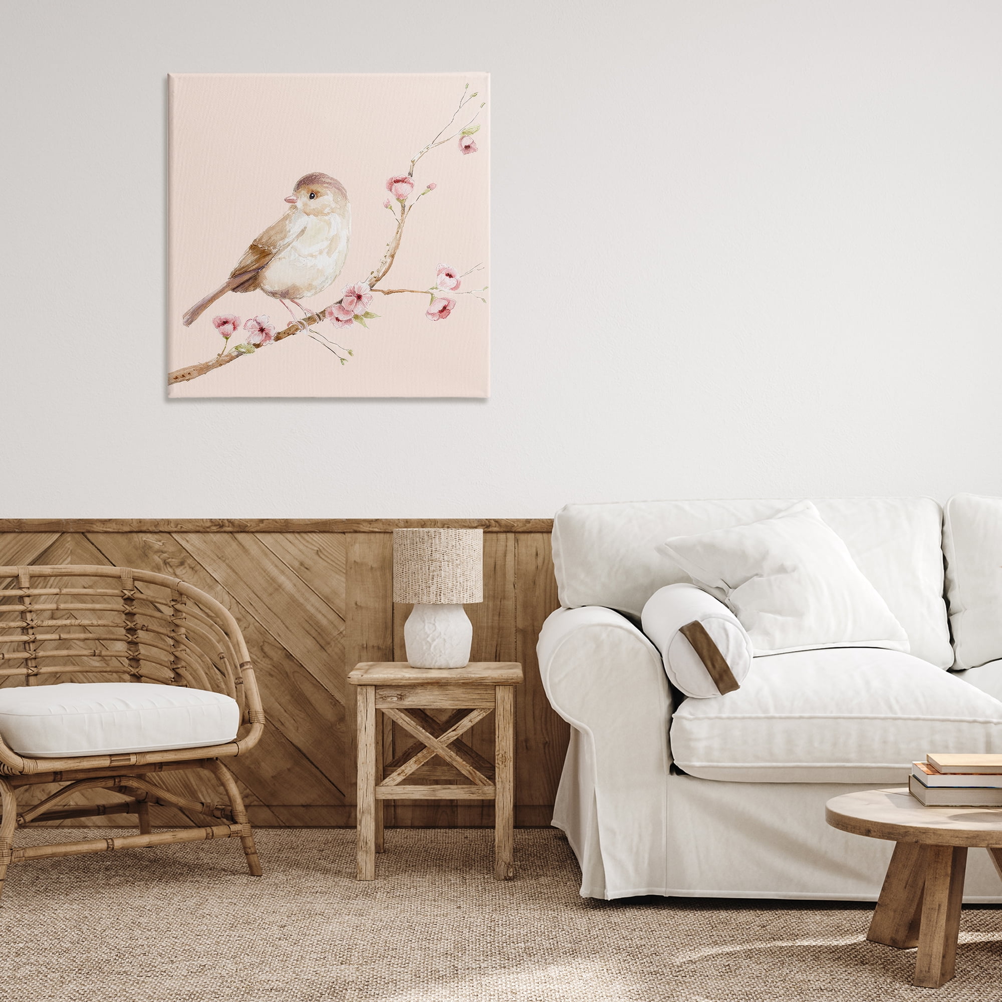 Sweet Brown Bird Perched Canvas Wall Art, design by Lisa Wehmeyer