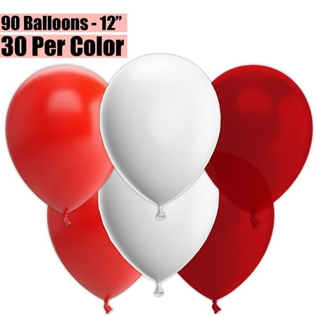 Balloon Wine 12 Inch Party Balloons, 90 Count - Red + White + Burgundy Wine - 30 Per Color. Helium Quality Bulk Latex Balloons In 3 Assorted Colors - For Birthdays, Holidays, Celebrations, and More!! ()