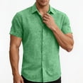 thumbnail image 5 of Men's Short Sleeve Button Down Shirts Big & Tall Breathable Textured Casual Shirt Summer Lightweight Quick Dry Beach Vacation Hippie Yoga Top Curved Hem, 5 of 10