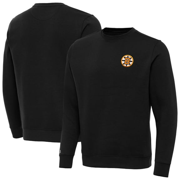 Men's Antigua Black Boston Bruins Victory Pullover Sweatshirt