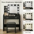 thumbnail image 3 of Vanity Desk with Lights, Makeup Table with Mirror, 3 Light Modes, 2 Drawers, Stool, and Built-in Outlet for Bedroom, 3 of 8