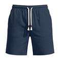 thumbnail image 4 of Men's Casual Summer Shorts Elastic Waist Drawstring Lightweight Cotton Linen Beach Lounge Wear with Side Pockets Comfortable Everyday Relaxed Fit Bottoms, 4 of 6