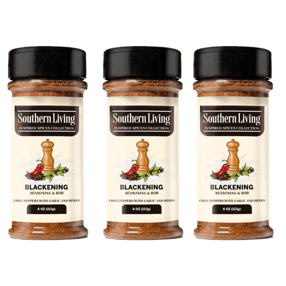 Southern Living Blackening Spice Rub, 3 Pack, 4 Ounces Each – Bold Seasoning for Cast-Iron Searing and Grilled Seafood