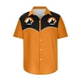 thumbnail image 4 of JURANMO Mens Hawaiian Shirt Summer Short Sleeve Funny Button Down Shirts Casual Lapel Bowling Shirts Color Block Vacation Tops Lightning Sales Orange XL, 4 of 6