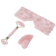 thumbnail image 3 of Almohadilla para ojos de cuarzo rosa, rodillo para masaje facial, tablero raspador, conjunto de Jade Natural, suministros hechos a mano, 3 of 8