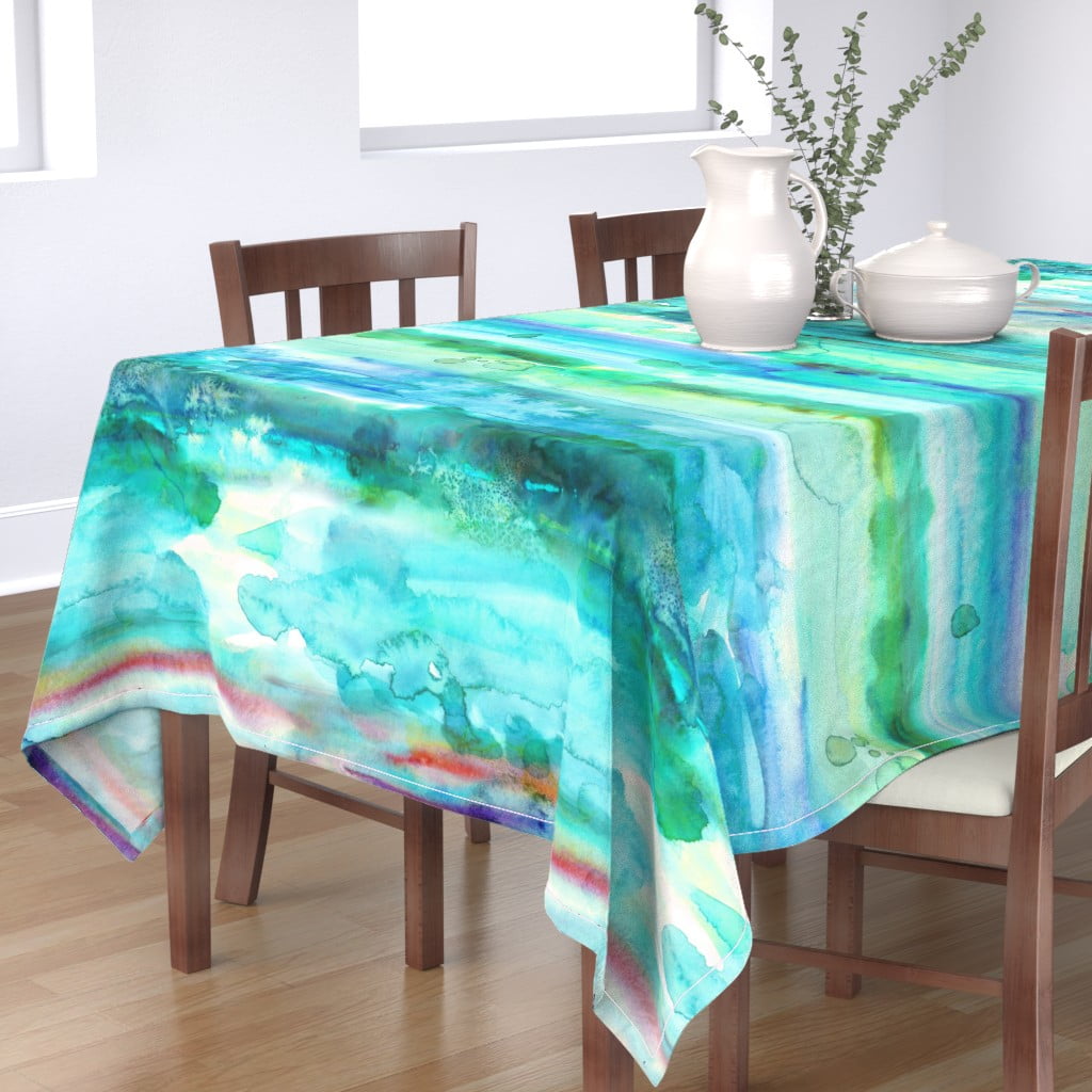 Tablecloth Abstract Watercolor Ocean Summer Watercolour Beach Cotton Sateen 