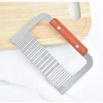 Crinkle Cutter for Veggies, Stainless Steel Potato Slicer, Wavy Crinkle Cutting Chopping Tools with Wooden Handle for Crinkle Cut French Fry Slicer Salad Chopping Knife, Soap Cutter Vegetable