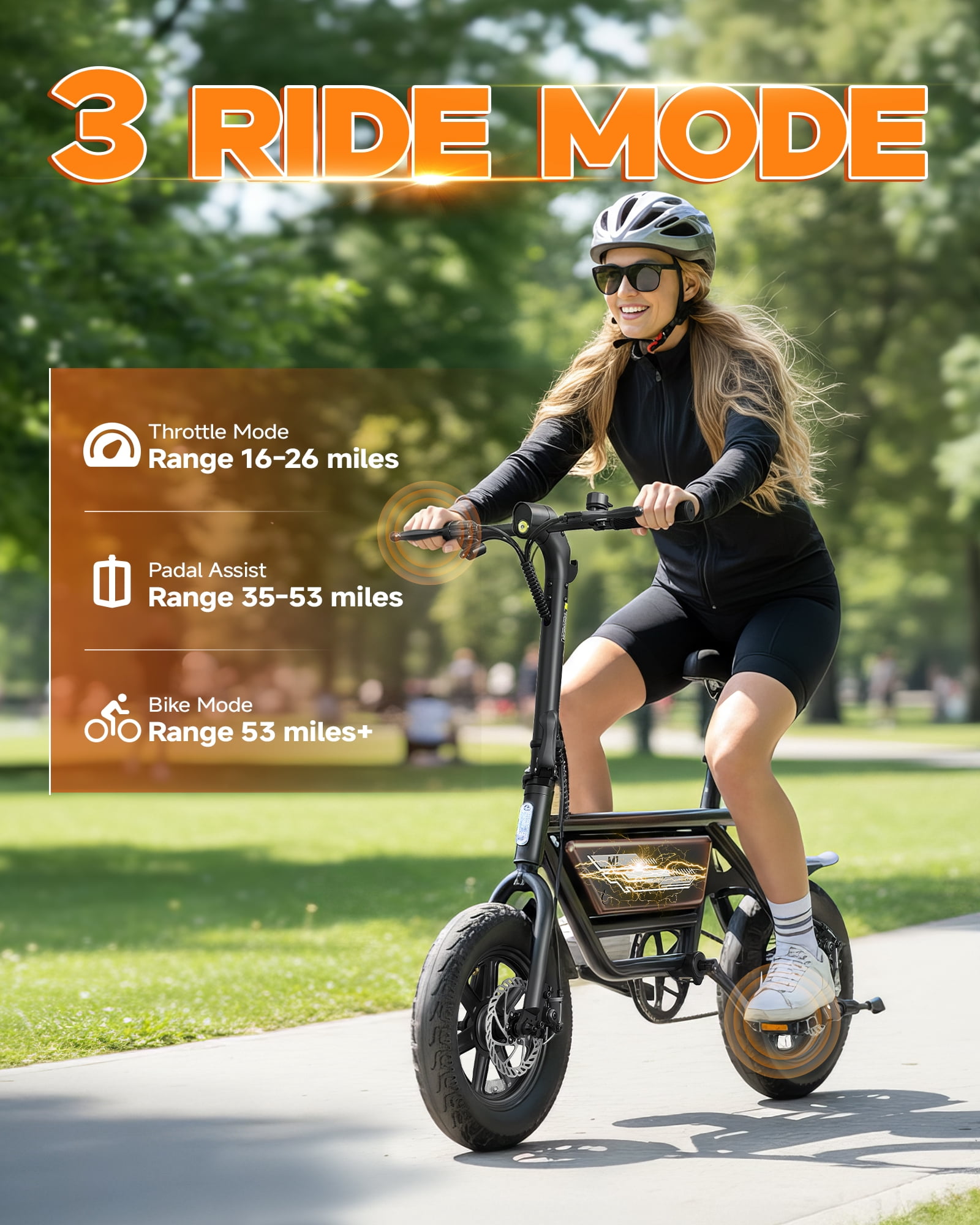 QNUT 14" Folding E-Bike for Adults/Teens - 750W Peak, 20MPH, 35-53 Mile Range (48V), 4-Speed, Comfort Seat, UL2849 Certified for City/Commuter Riding