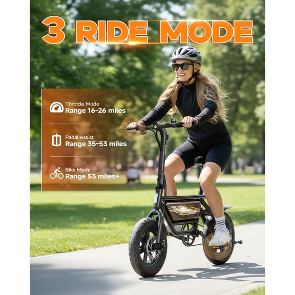 QNUT 14" Folding E-Bike for Adults/Teens - 750W Peak, 20MPH, 35-53 Mile Range (48V), 4-Speed, Comfort Seat, UL2849 Certified for City/Commuter Riding