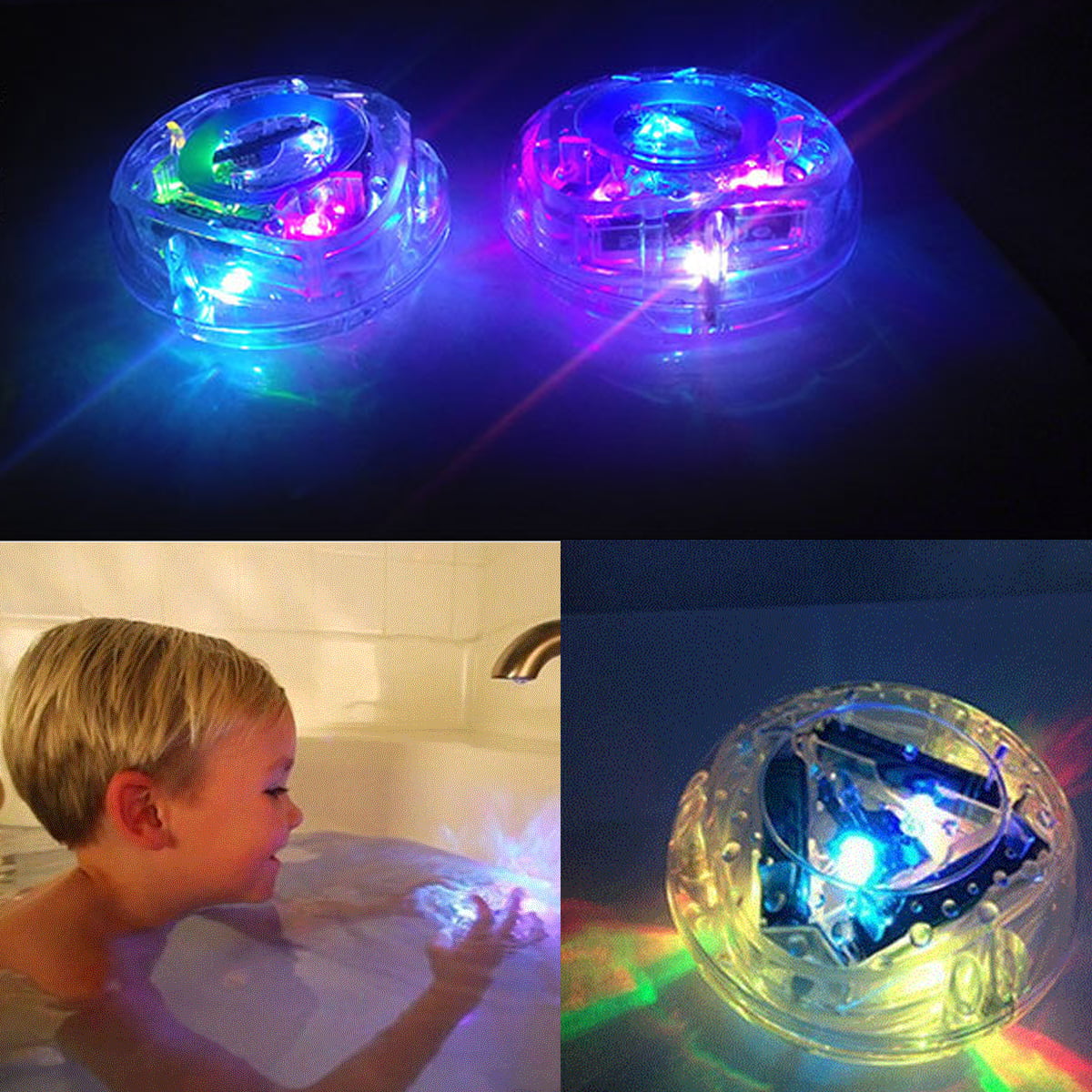 Cute Bathroom LED Light Kids Toys Water Induction In Tub Bath Time Fun 