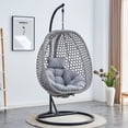 thumbnail image 5 of SUDICA Outdoor Hanging Rattan Egg Chair with Stand, Gray Wicker Swing Chair with Cushion for Balcony or Garden, 5 of 8