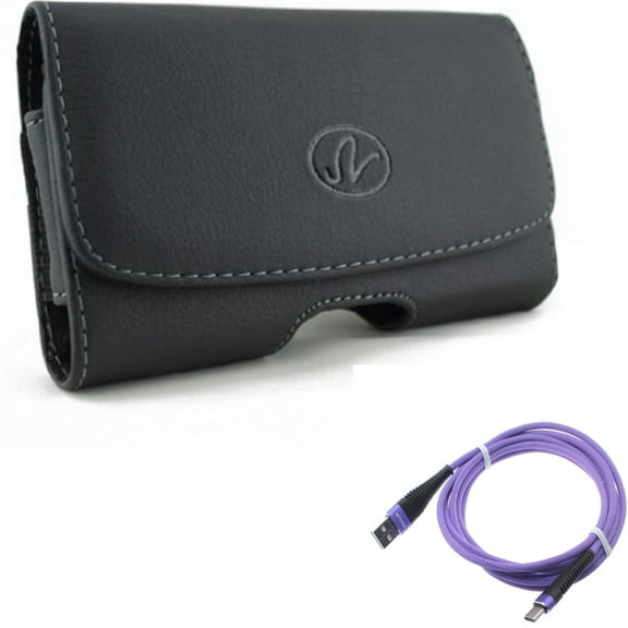 Case Belt Clip w 10ft USB-C Cable for Samsung Galaxy A53 5G,A33 5G Phones - Leather Swivel Holster Loops, Purple Type-C Charger Cord Power