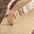thumbnail image 4 of XIMIN Women's Boho Tribal Braid Cushioned Leather-Lined Footbed Flip Flops Boho Thong Sandals Vacation Beach Slide Slippers with Vibrant Fabric Upper (7, Beige), 4 of 8
