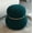Blackish Green + Broadcloth Pleat, variant on W8017-1 Mushroom stool, brown lamb wool seat, barrel PVC pipe with walnut veneer