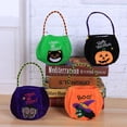 thumbnail image 4 of 1 Pack Halloween Goody Bag Trick or Treat Candy Bag Velvet Tote Bags Gift Basket for Kids Party Favor,Ghost Halloween Theme,Halloween Snack,Halloween Goodie Bag, 4 of 5