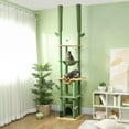 thumbnail image 2 of PawHut 89"-100" Floor to Ceiling Cat Tree w/ Scratching Posts, Green, 2 of 10