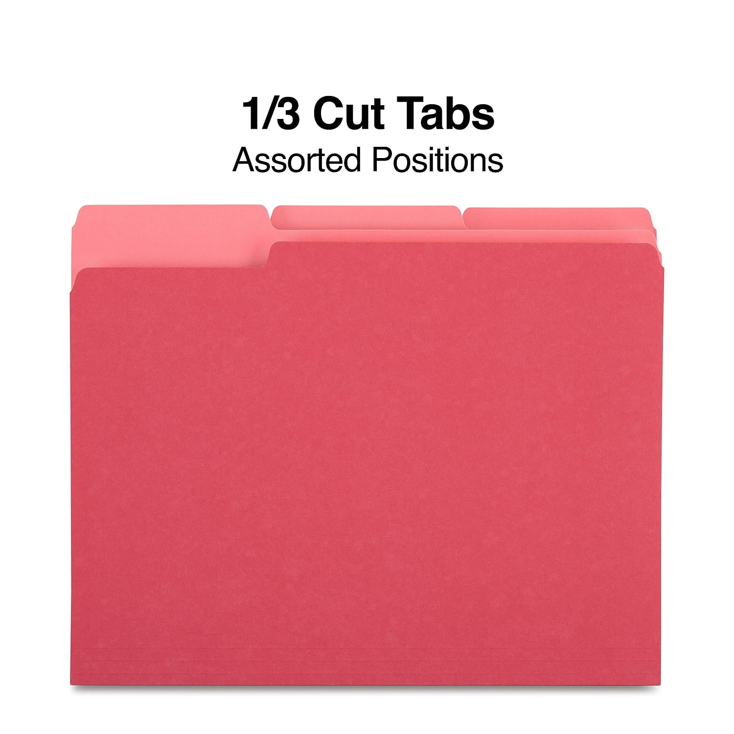 MyOfficeInnovations Colored File Folders 1/3-Cut Tab Letter Size Red 100/Box (224519)