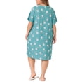 thumbnail image 4 of DARING DIVA Women's Plus Size V Neck Star Moon Pattern Nightgown 3X Blue Green, 4 of 6