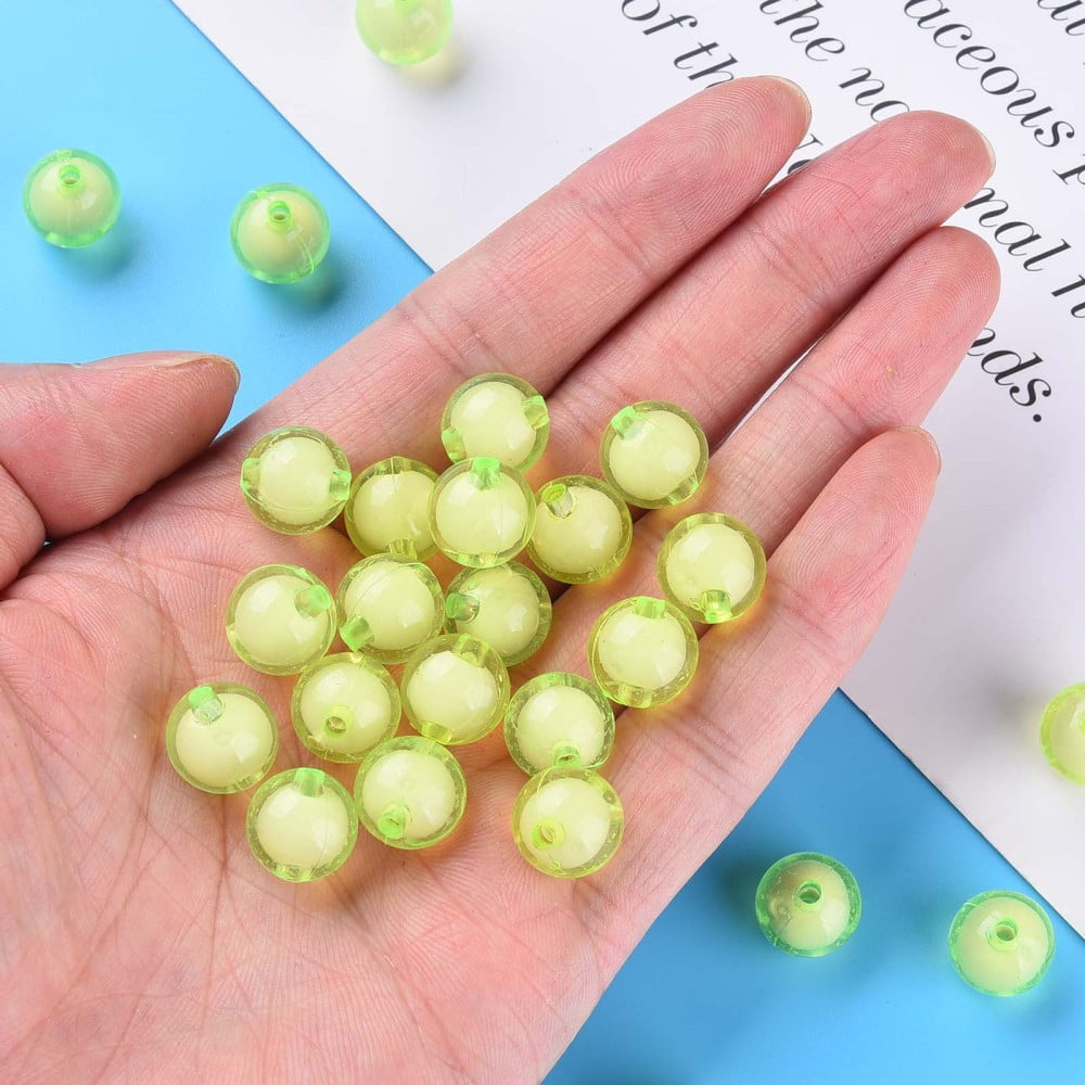500gs Transparent Acrylic Beads Bead in Bead Round Lawn Green 11.5x11mm Hole: 2mm about 520pcs/500g