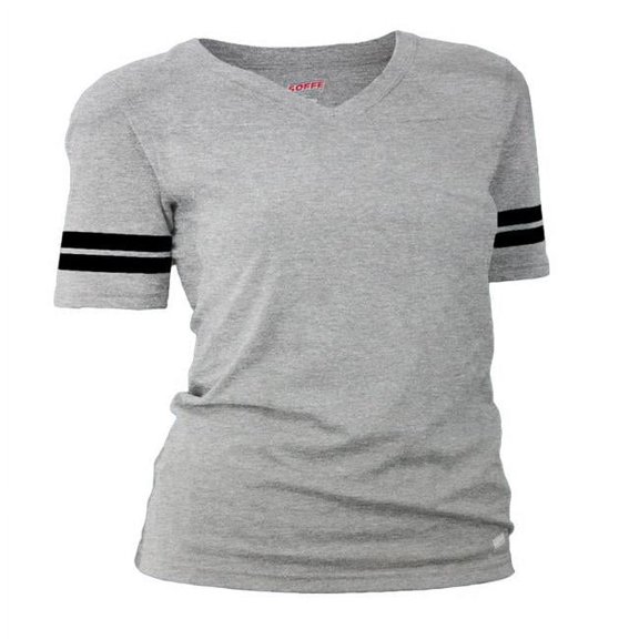 Soffe 239V009XSM Juniors Football Tissue Cotton Tee T-Shirts, Oxford & Black - Extra Small