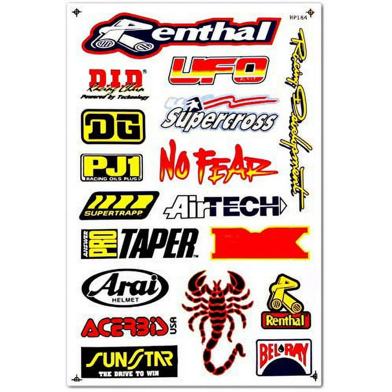 Motocross Dirt Bike Bikes Race Motorcycle motos rc Bicycle Trucks Parts  Accessories Sponsor Logo ATV Skateboard Helmet Tool Box Racing Pack 6  Sheets