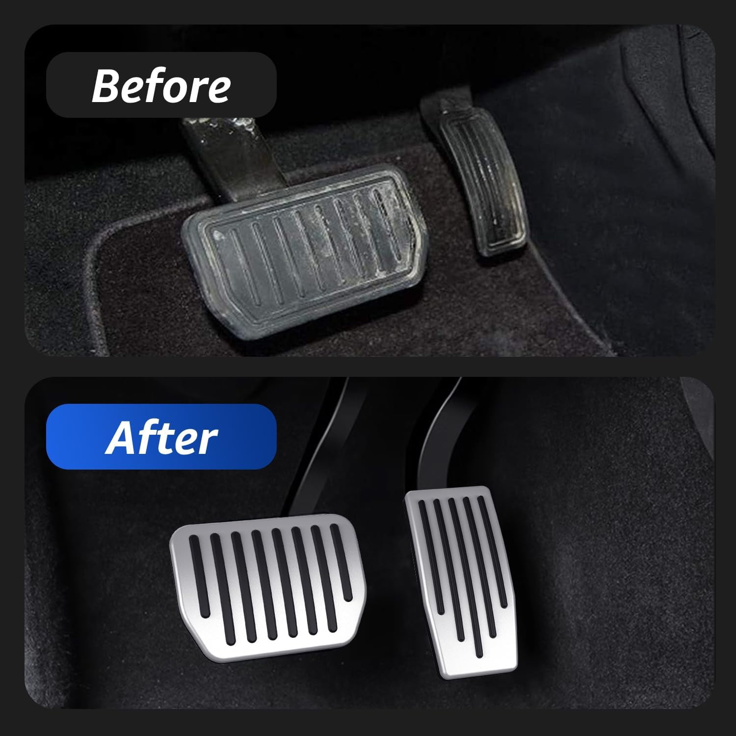 Topfit for Tesla Performance Pedal Pads Cover Foot Aluminum Non-Slip Pedals for Model Y(Juniper) Model 3(Highland) and Tesla Model 3/Y 2022+