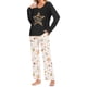 thumbnail image 1 of Puntoco Conjunto de pijama cómodo para mujer, conjunto de pijama con parte superior y pantalones casuales con estampado degradado para mujer, 1 of 5