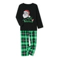 thumbnail image 4 of Elippeo Christmas Family Pajamas Matching Set Santa Claus Print Long Sleeve Tops and Green Plaid Pants Sleepwear, 4 of 10