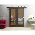 thumbnail image 3 of Sliding Closet Barn Bypass Doors 48 x 80 inches | Lucia 2466 Matte Black Clear Glass | Sturdy 6.6ft Rails Hardware Set | Wood Solid Bedroom Wardrobe Doors, 3 of 6