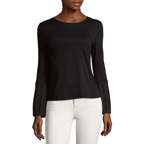 Romeo & Juliet BLACK Women's Long Sleeves Barrel Cuff Blouse, Medium