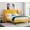 Light Yellow, variant on Allewie King Size Fabric Upholstered Platform Bed Frame with Wingback Headboard, Burnt Orange
