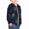 thumbnail image 2 of Kids Boys Girls Zip Up Hoodie - Peacock Feathers Sun Protection Sweatshirt Workout Long Sleeve Jacket, 2 of 7