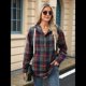 thumbnail image 5 of Sudadera con Capucha y Estampado A Cuadros para Mujer, Sudaderas Extragrandes, Camisetas de Larga, Corte Holgado Tíbet S, 5 of 9