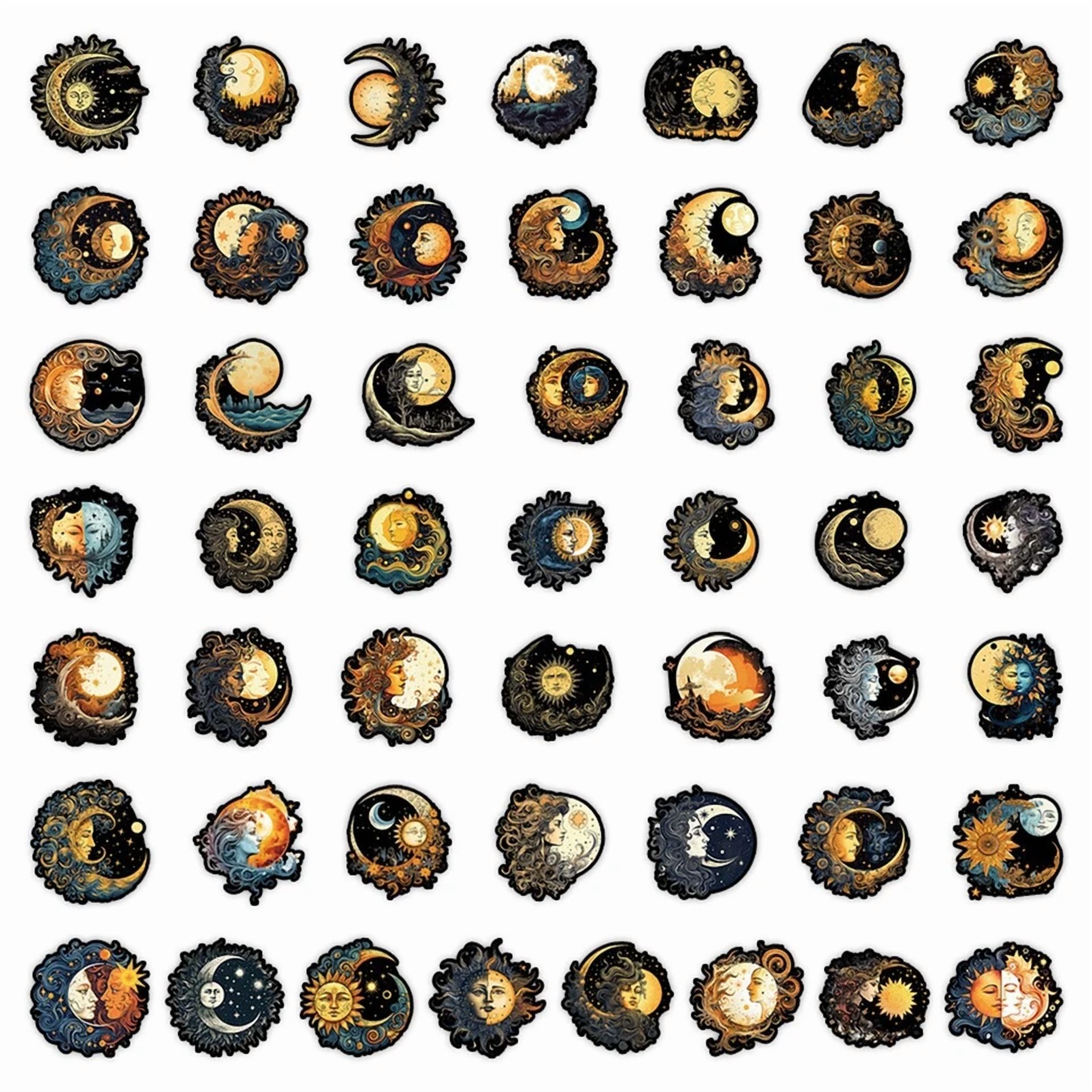 BUTTERFLY- 50Pcs Waterproof Vinyl Stickers Nordic Sun & Moon Goddesses Luggage Phone Laptop