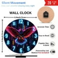 thumbnail image 3 of Neon Colorful Eagle Wall Clock with LED Light 10-Inch Silent Wooden Wall Clock, Battery Operated (AA Batteries Not Included), Artistic Home Decor, 3 of 7